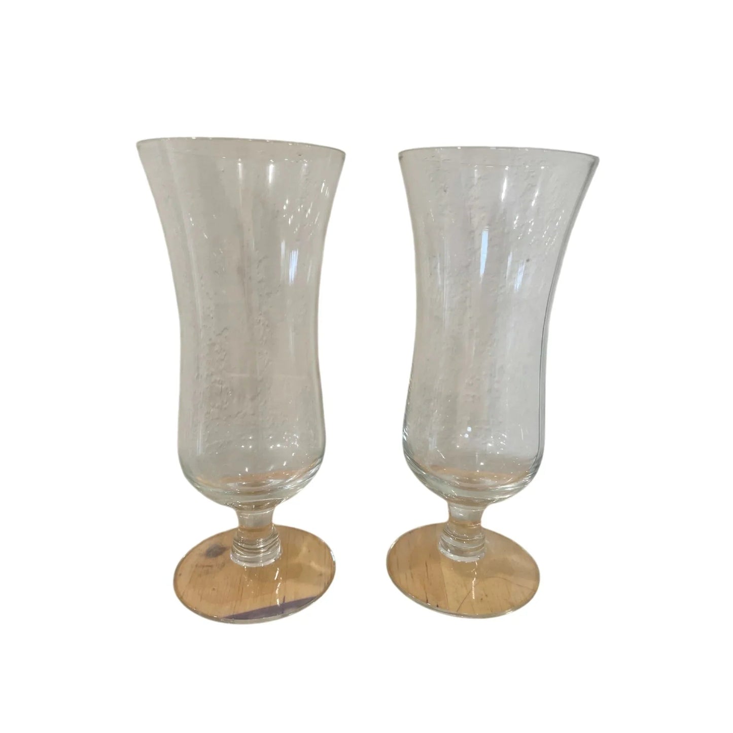 TWO (2) Clear Glass Footed Flute Glasses - A+ Stuff - Glass - A+ Stuff