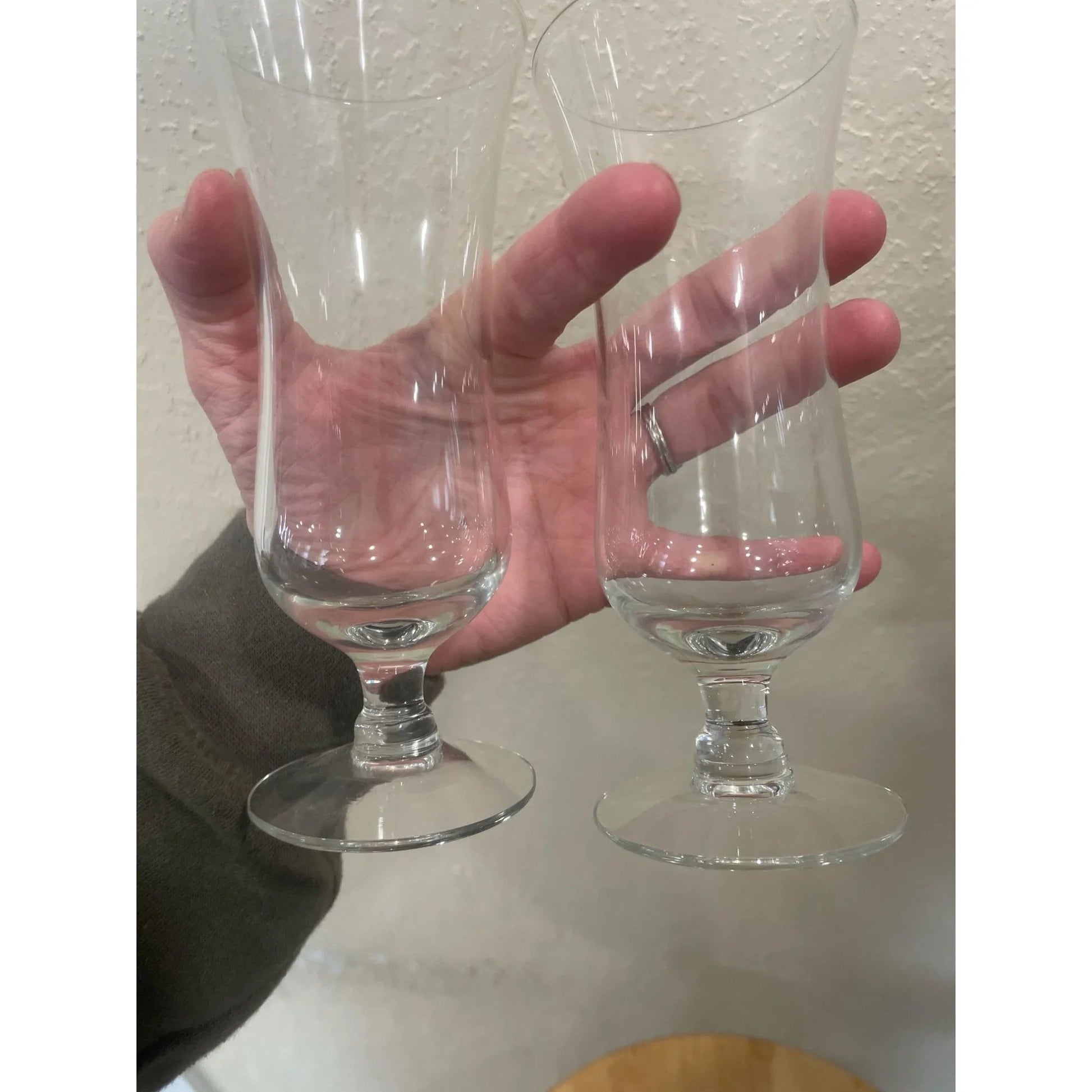 TWO (2) Clear Glass Footed Flute Glasses - A+ Stuff - Glass - A+ Stuff