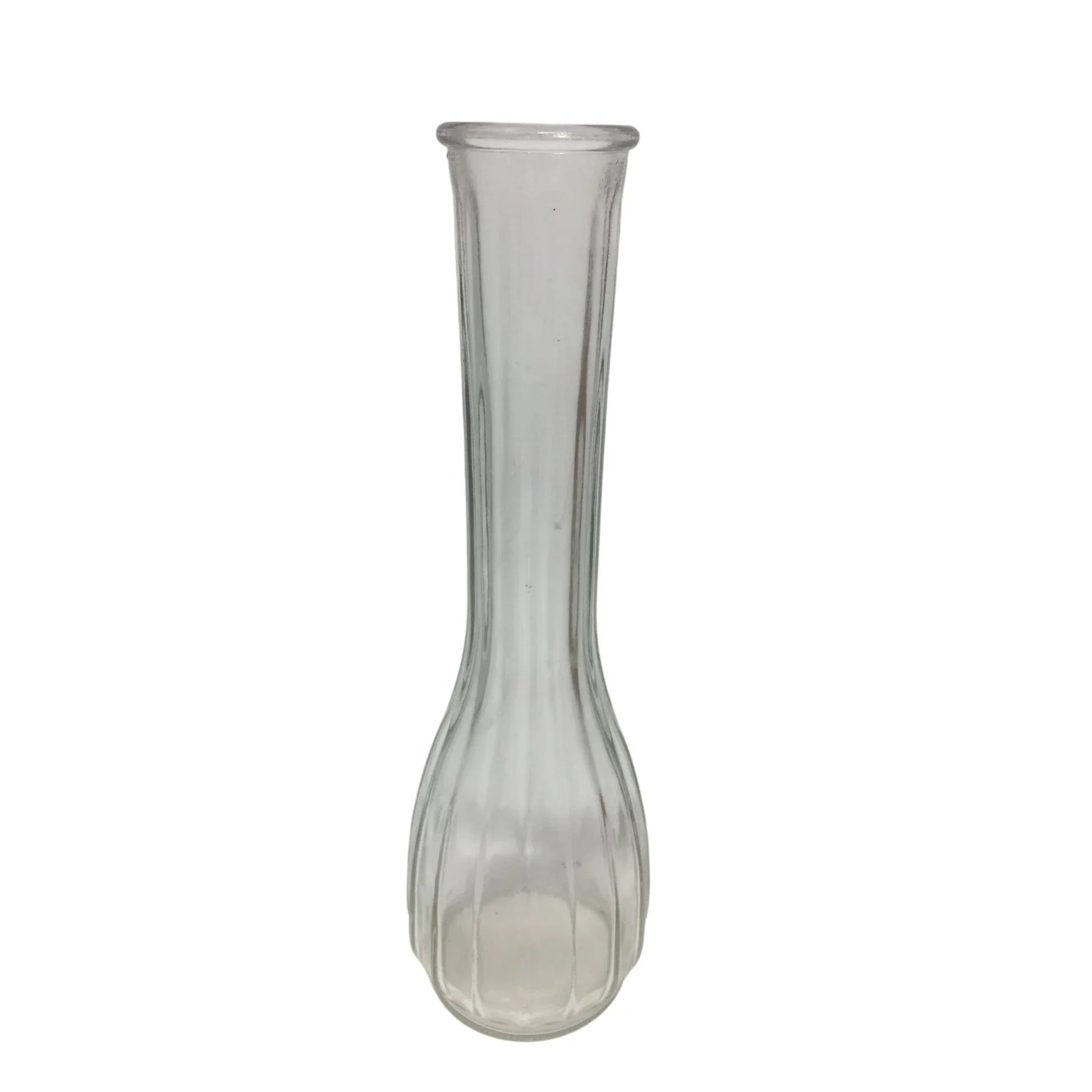Two (2) Vintage Clear Glass Ribbed Flower Vases - A+ Stuff - Vase or Holder - A+ Stuff