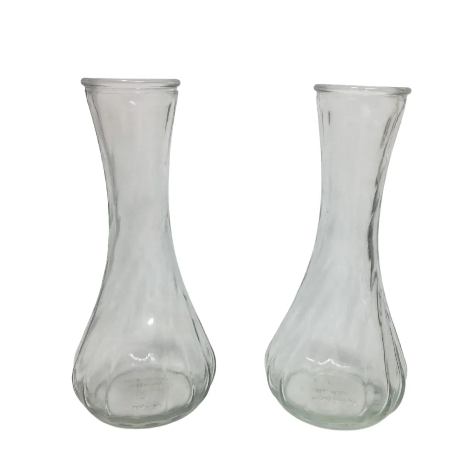 Two (2) Vintage Hoosier Glass Clear Glass Flower Vases - Hoosier glass - Vase or Holder - A+ Stuff