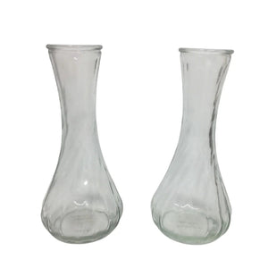 Two (2) Vintage Hoosier Glass Clear Glass Flower Vases
