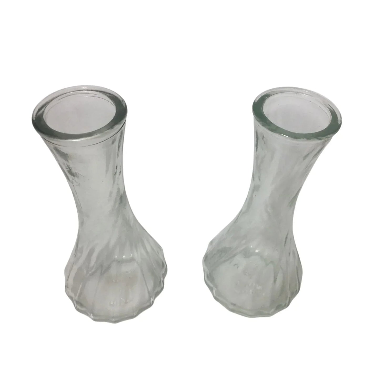 Two (2) Vintage Hoosier Glass Clear Glass Flower Vases - Hoosier glass - Vase or Holder - A+ Stuff