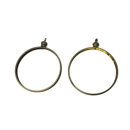 Two (2) Vintage Round Gold Tone Open Bezels/Pendants - A+ Stuff - Jewelry - A+ Stuff