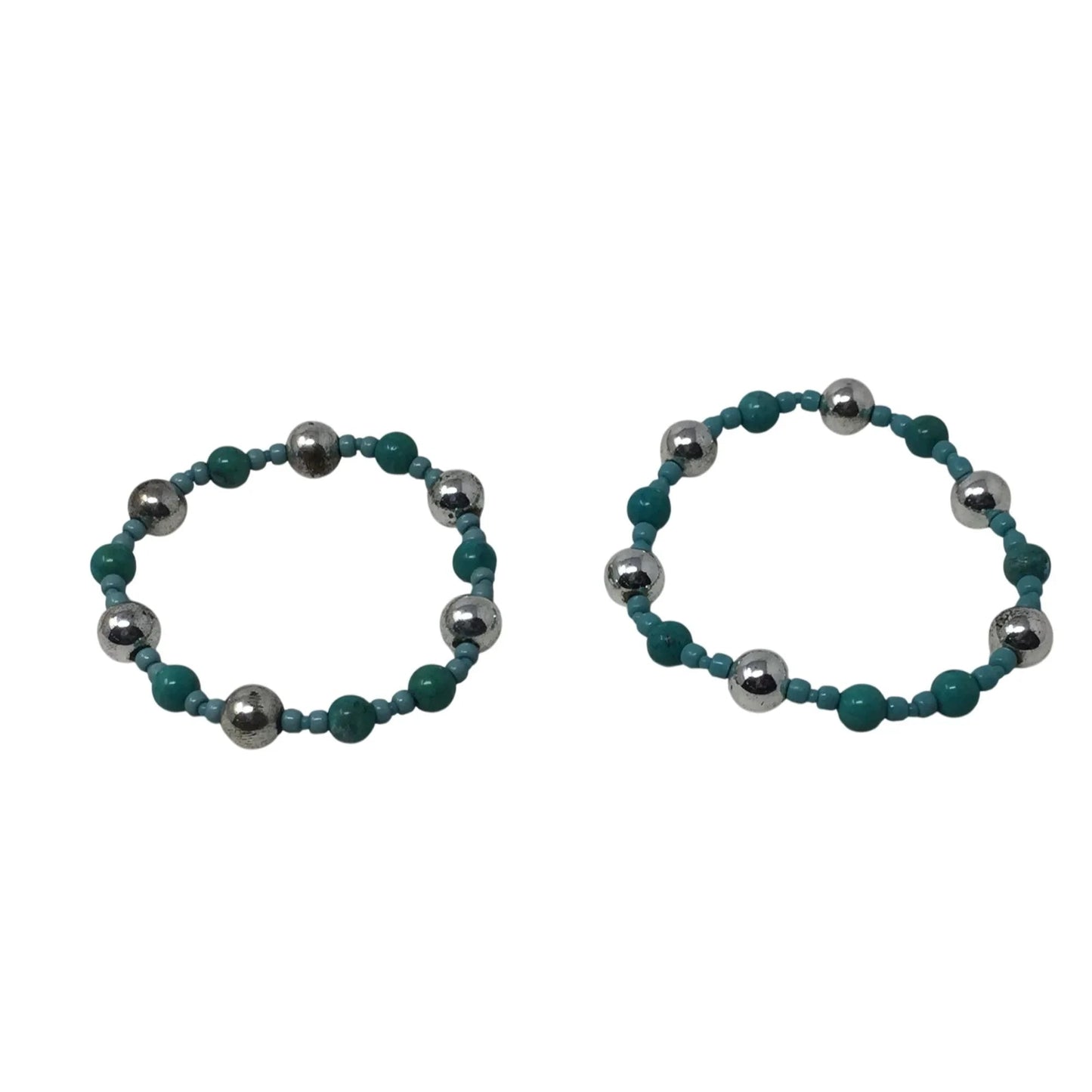 Two Blue and Silver Beaded Bracelets - A+ Stuff - Bracelet - A+ Stuff