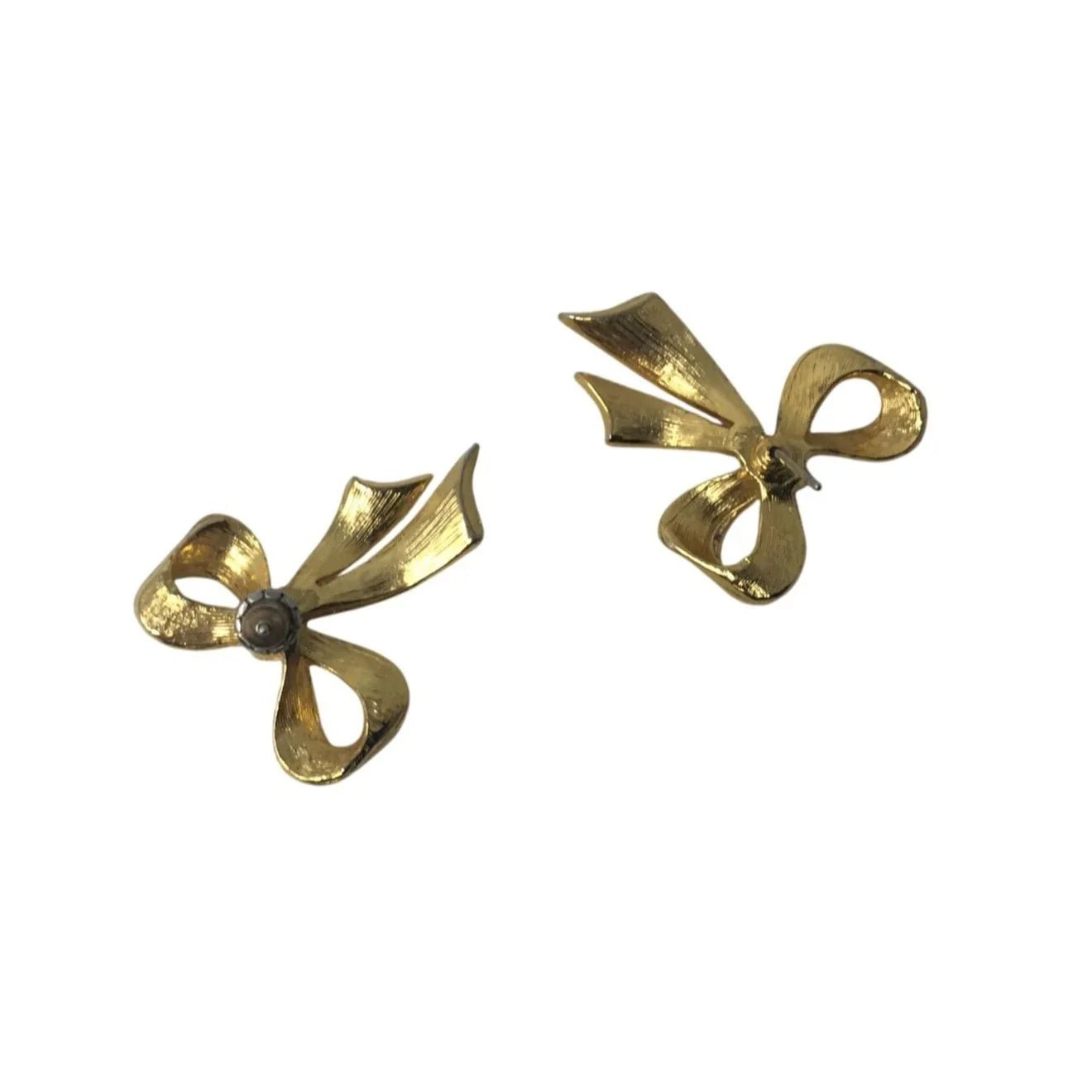 Two Pairs of Womens Gold Tone Bow Earrings - A+ Stuff - Earrings - A+ Stuff