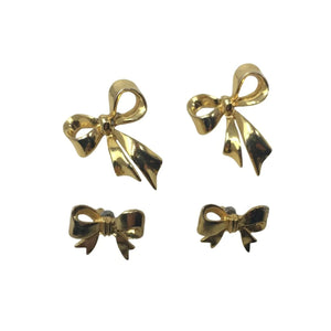 Two Pairs of Womens Gold Tone Bow Earrings