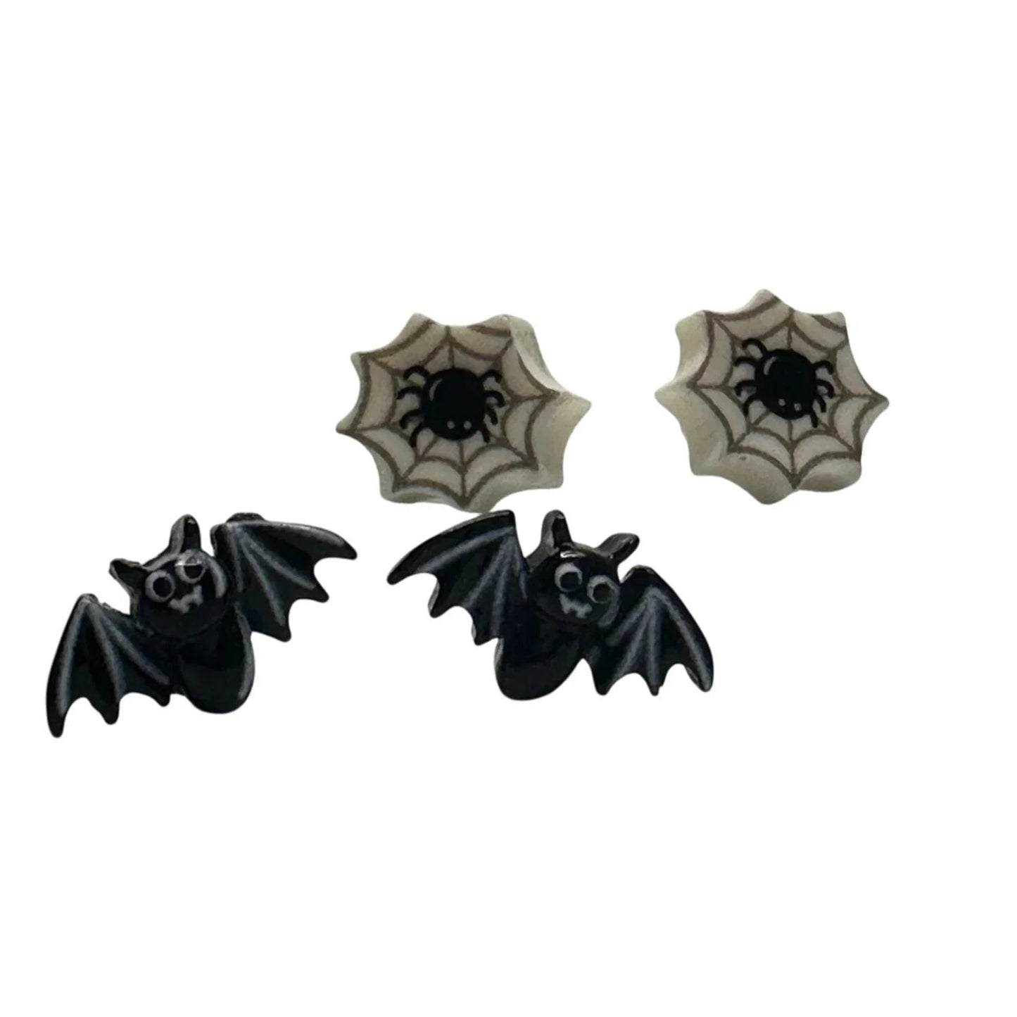 Two Pairs of Women's Halloween Earrings (1 Bat Pair and 1 Spider Pair) - A+ Stuff - Earrings - A+ Stuff