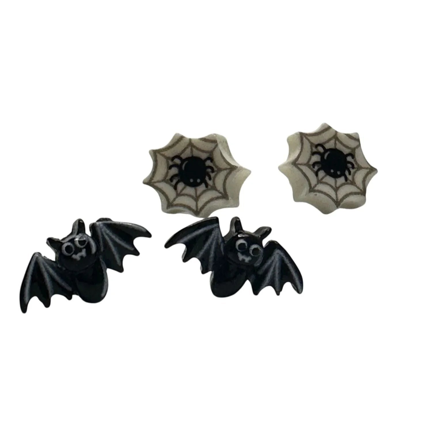 Two Pairs of Women's Halloween Earrings (1 Bat Pair and 1 Spider Pair) - A+ Stuff - Earrings - A+ Stuff