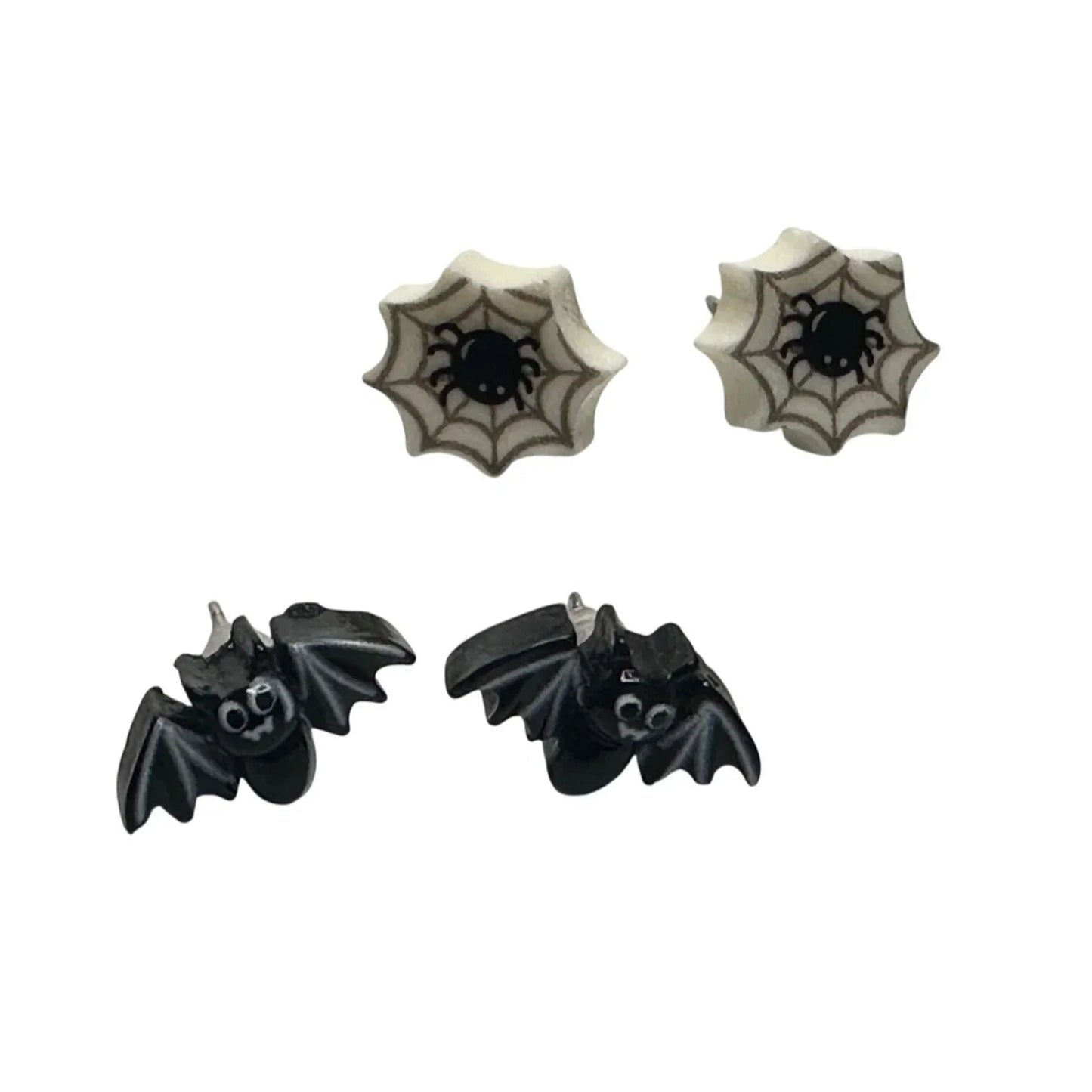 Two Pairs of Women's Halloween Earrings (1 Bat Pair and 1 Spider Pair) - A+ Stuff - Earrings - A+ Stuff