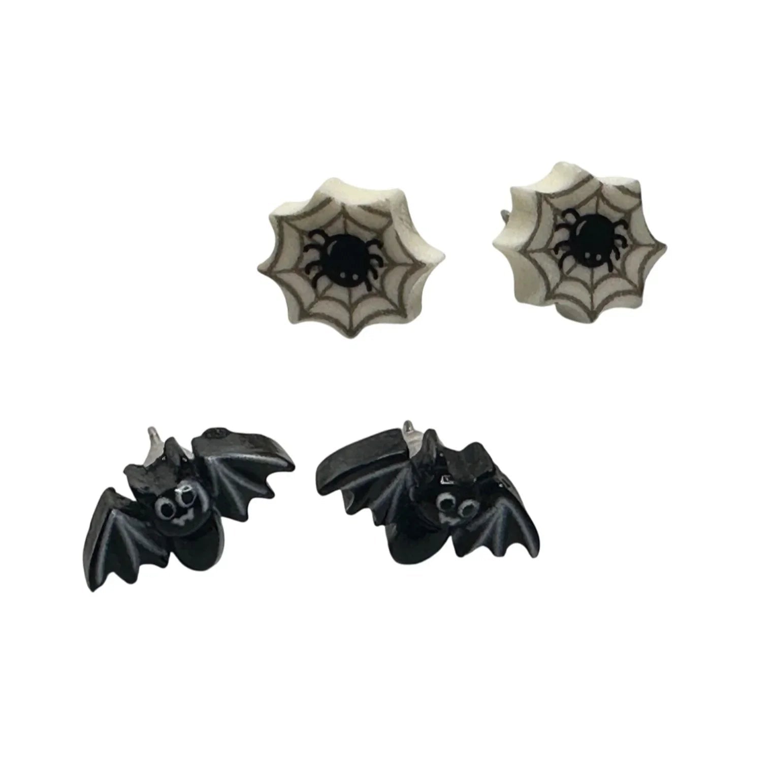 Two Pairs of Women's Halloween Earrings (1 Bat Pair and 1 Spider Pair) - A+ Stuff - Earrings - A+ Stuff