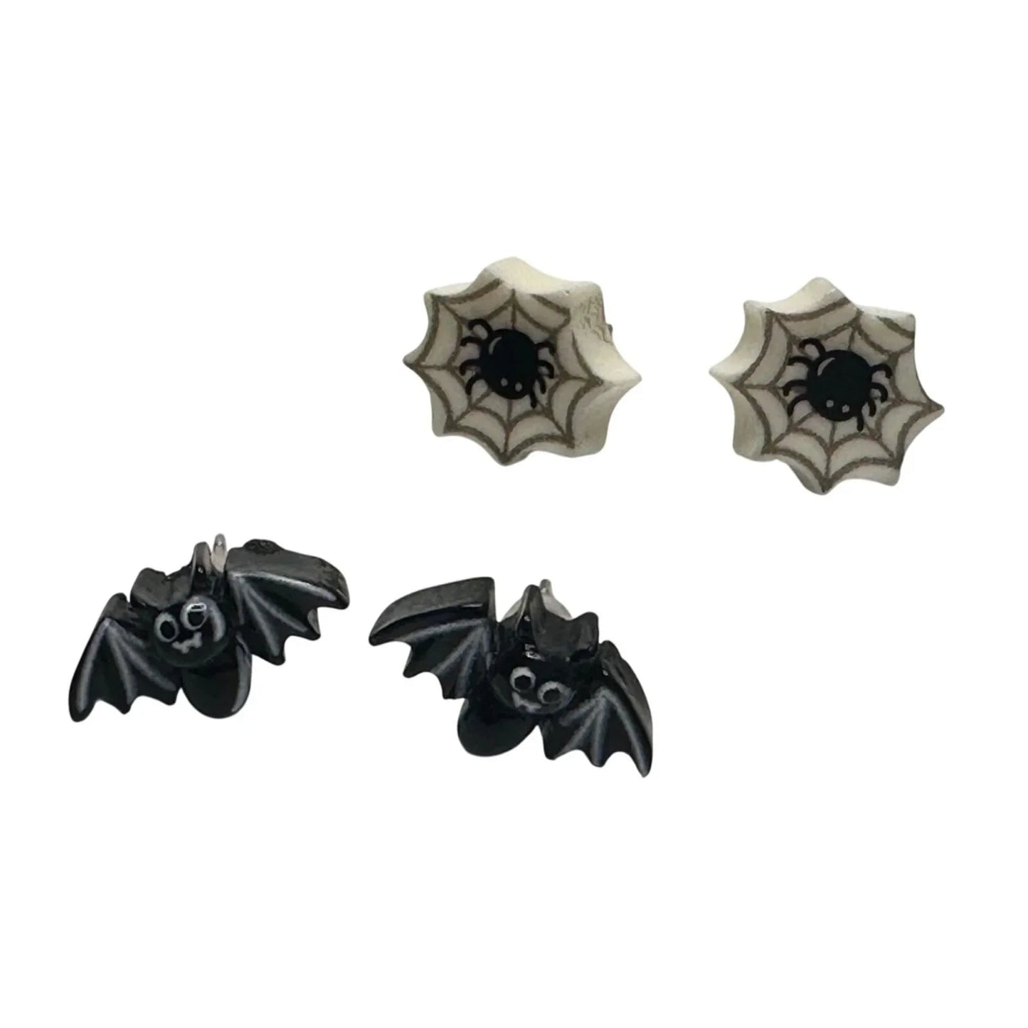Two Pairs of Women's Halloween Earrings (1 Bat Pair and 1 Spider Pair) - A+ Stuff - Earrings - A+ Stuff