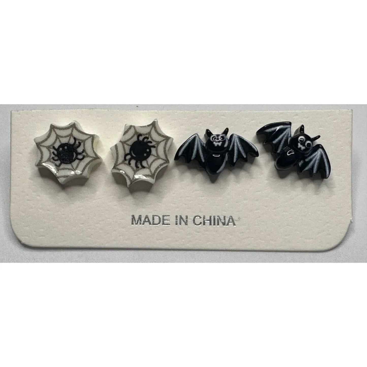 Two Pairs of Women's Halloween Earrings (1 Bat Pair and 1 Spider Pair) - A+ Stuff - Earrings - A+ Stuff