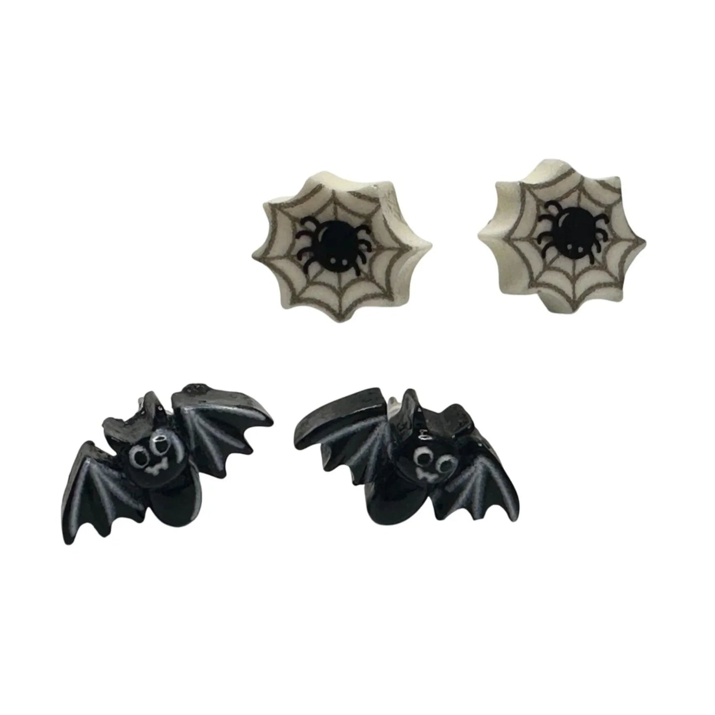 Two Pairs of Women's Halloween Earrings (1 Bat Pair and 1 Spider Pair) - A+ Stuff - Earrings - A+ Stuff