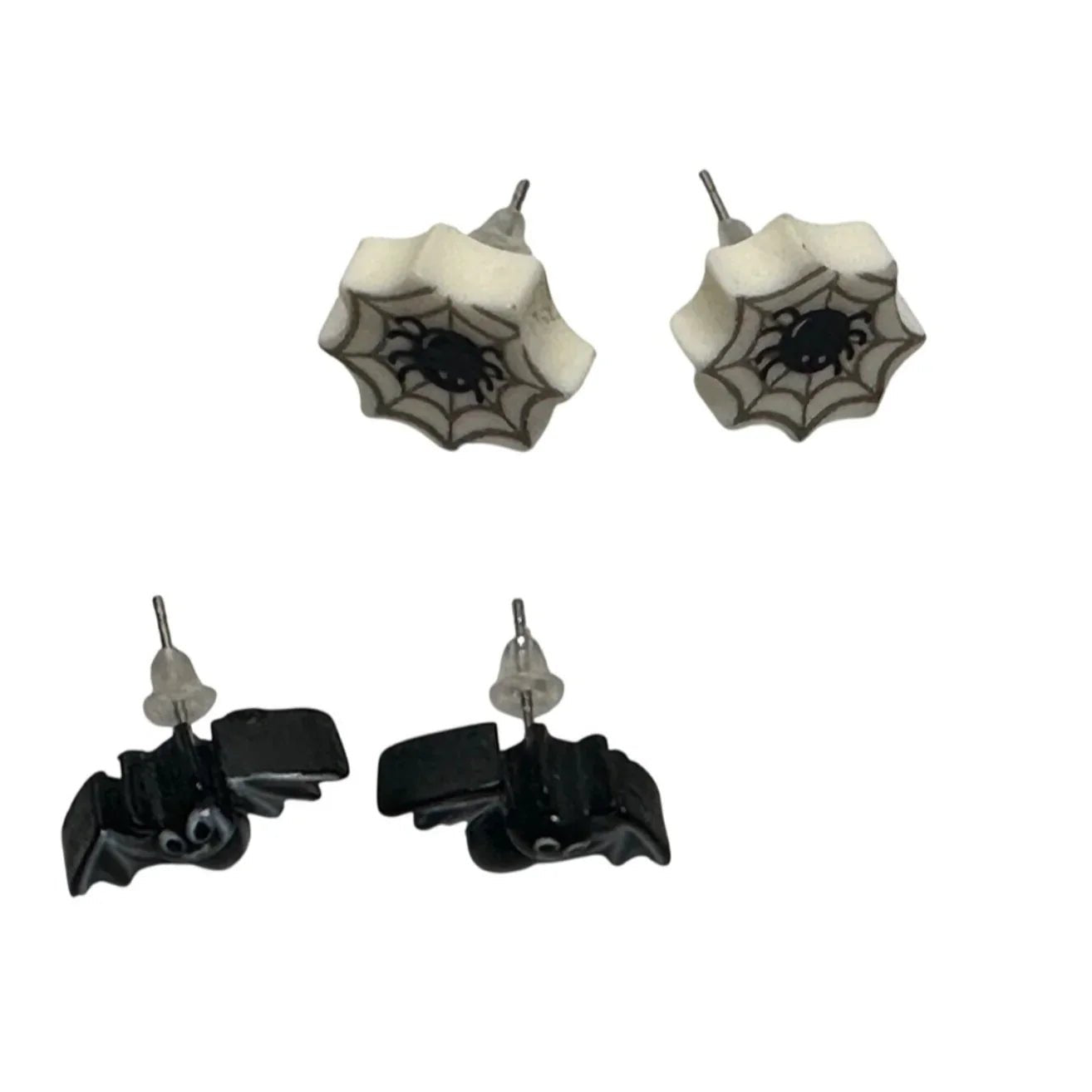 Two Pairs of Women's Halloween Earrings (1 Bat Pair and 1 Spider Pair) - A+ Stuff - Earrings - A+ Stuff
