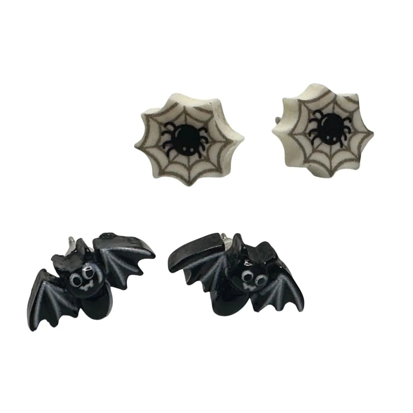 Two Pairs of Women's Halloween Earrings (1 Bat Pair and 1 Spider Pair) - A+ Stuff - Earrings - A+ Stuff