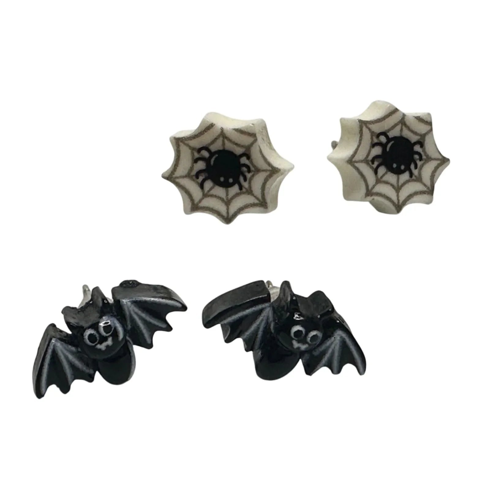 Two Pairs of Women's Halloween Earrings (1 Bat Pair and 1 Spider Pair) - A+ Stuff - Earrings - A+ Stuff