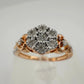 Two Tone Diamond Cluster Ring with Hearts on sides - size 7 - Unbranded - Diamond Ring - A+ Stuff