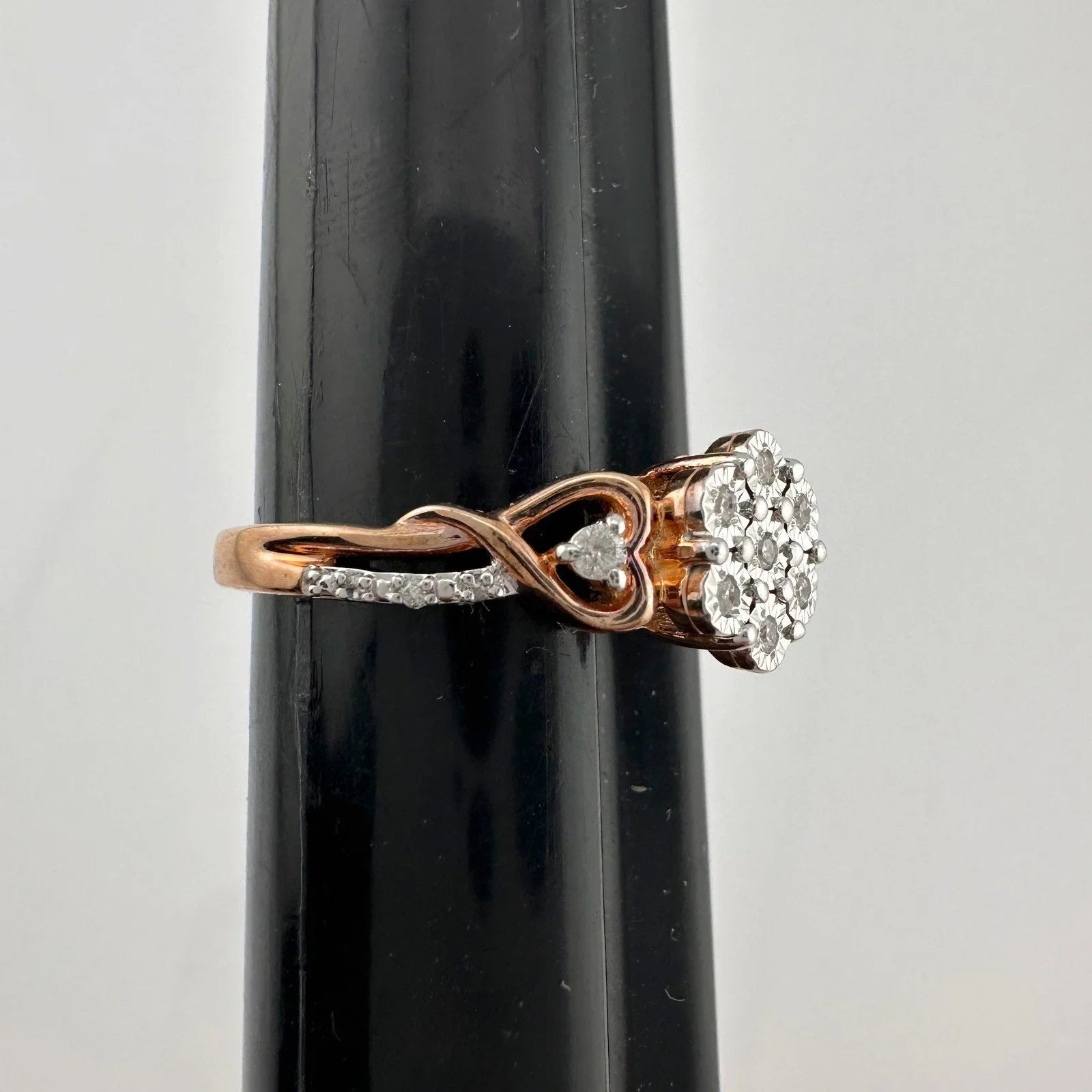 Two Tone Diamond Cluster Ring with Hearts on sides - size 7 - Unbranded - Diamond Ring - A+ Stuff