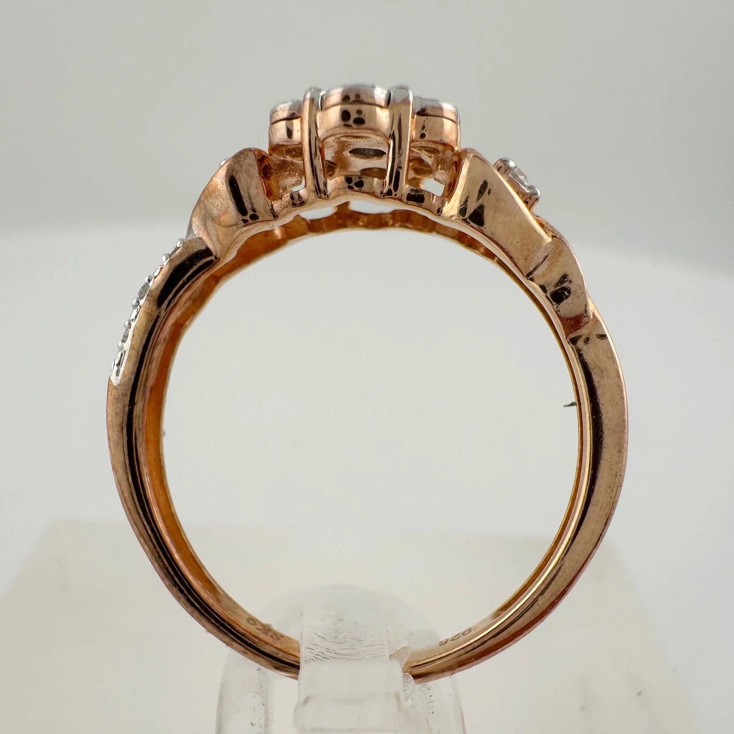 Two Tone Diamond Cluster Ring with Hearts on sides - size 7 - Unbranded - Diamond Ring - A+ Stuff
