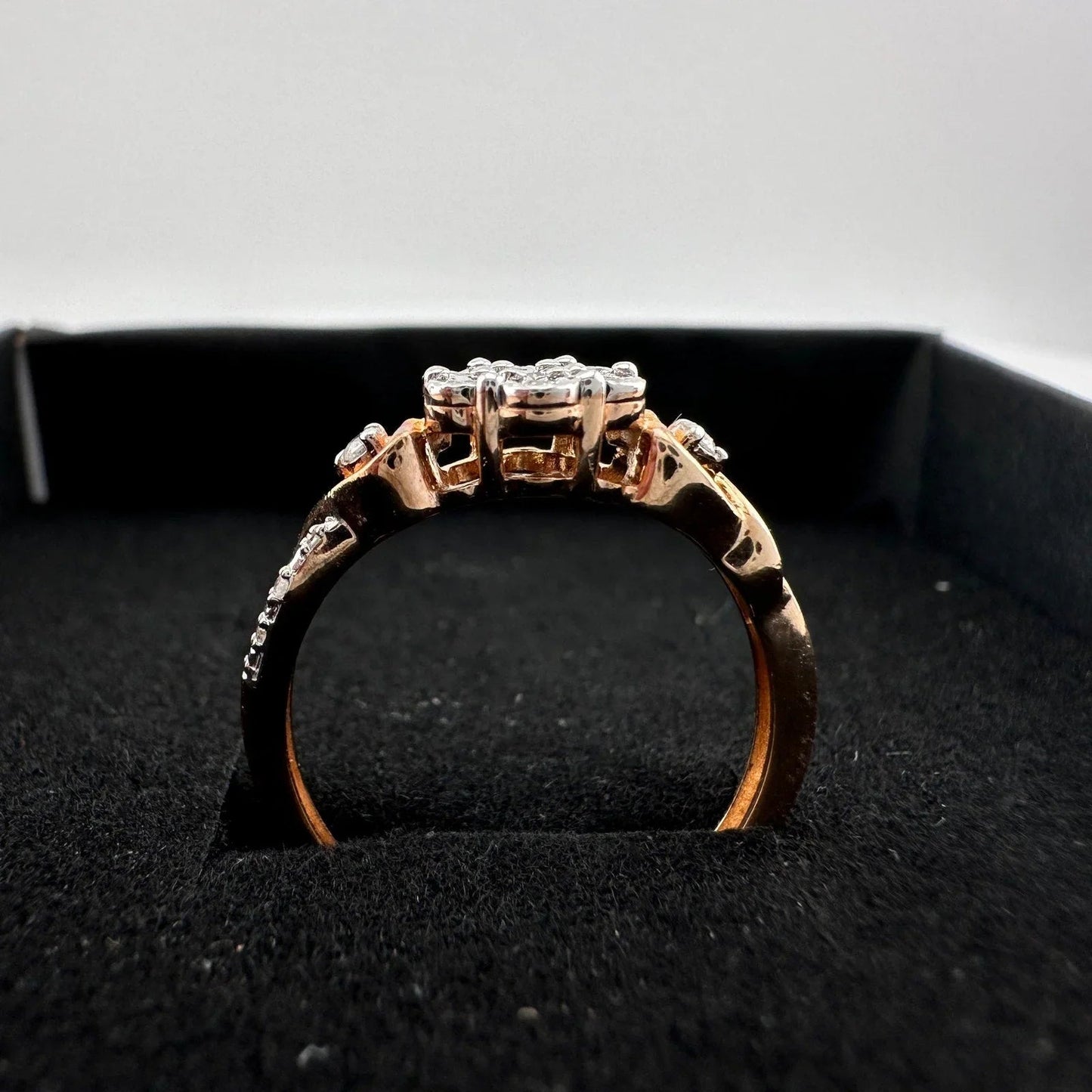 Two Tone Diamond Cluster Ring with Hearts on sides - size 7 - Unbranded - Diamond Ring - A+ Stuff