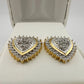 Two Tone Diamond Heart Stud Earrings in Sterling with 14 kt Gold Overlay - A+ Stuff