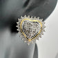 Two Tone Diamond Heart Stud Earrings in Sterling with 14 kt Gold Overlay - A+ Stuff