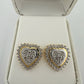 Two Tone Diamond Heart Stud Earrings in Sterling with 14 kt Gold Overlay - A+ Stuff