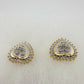 Two Tone Diamond Heart Stud Earrings in Sterling with 14 kt Gold Overlay - A+ Stuff