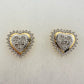 Two Tone Diamond Heart Stud Earrings in Sterling with 14 kt Gold Overlay - A+ Stuff
