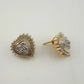 Two Tone Diamond Heart Stud Earrings in Sterling with 14 kt Gold Overlay - A+ Stuff