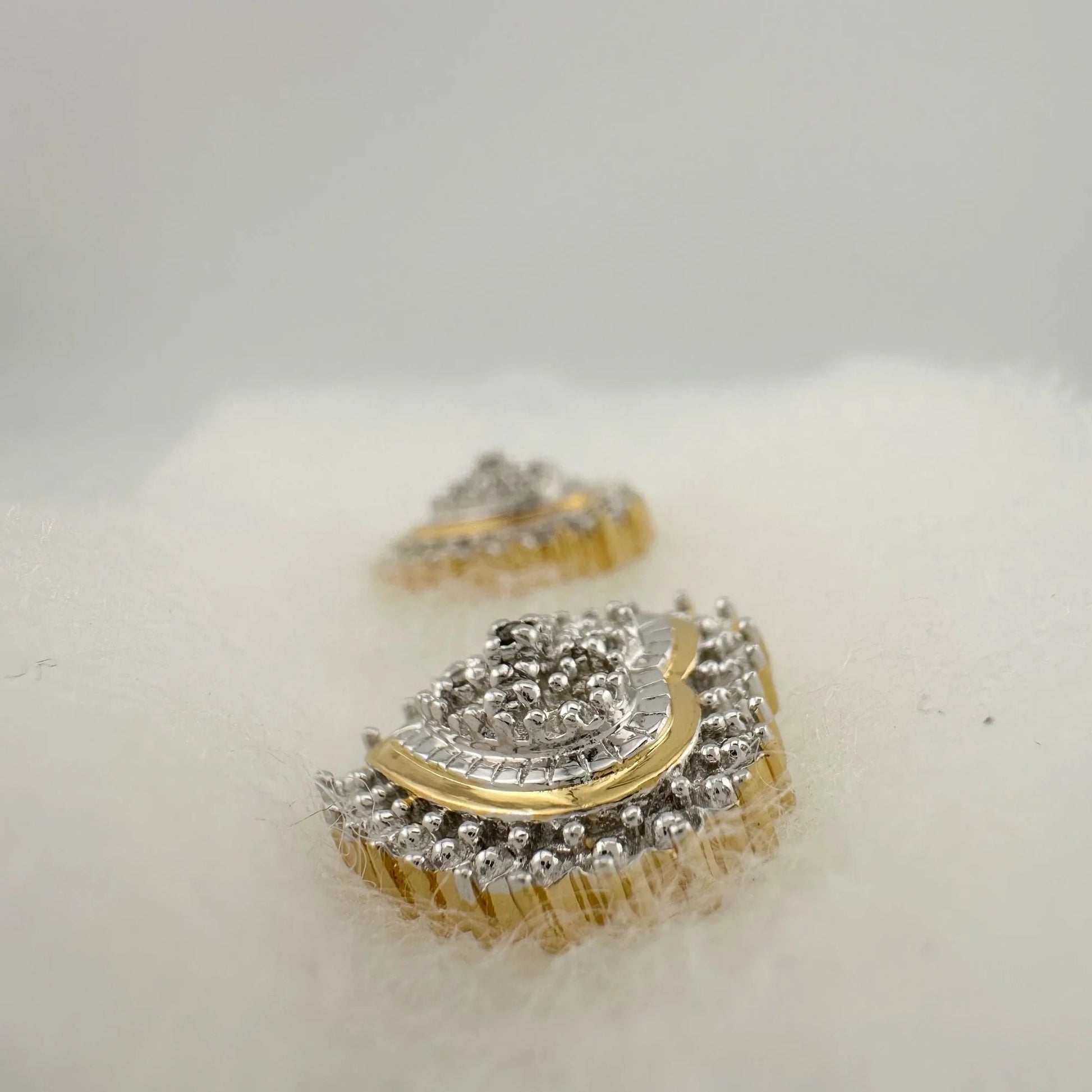 Two Tone Diamond Heart Stud Earrings in Sterling with 14 kt Gold Overlay - A+ Stuff