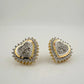 Two Tone Diamond Heart Stud Earrings in Sterling with 14 kt Gold Overlay - A+ Stuff