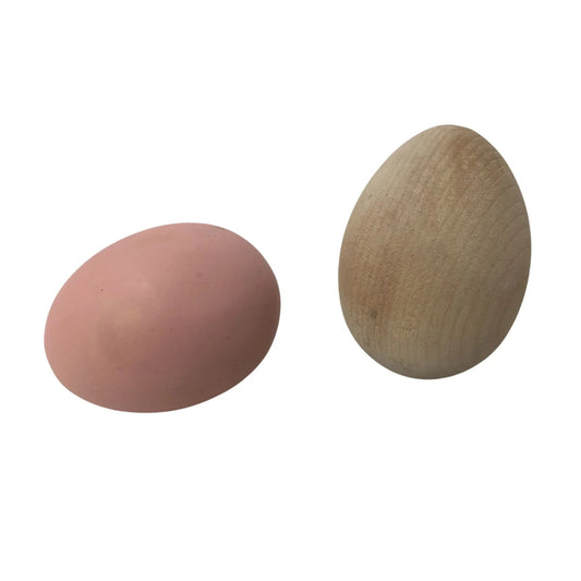 Two Vintage Faux Easter Eggs (One Pink Egg, One Tan Wooden Egg) - A+ Stuff - Seasonal & Holiday Decorations - A+ Stuff