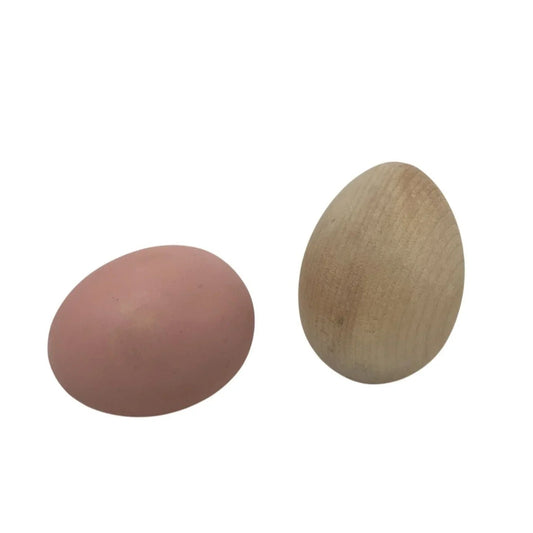 Two Vintage Faux Easter Eggs (One Pink Egg, One Tan Wooden Egg) - A+ Stuff - Seasonal & Holiday Decorations - A+ Stuff