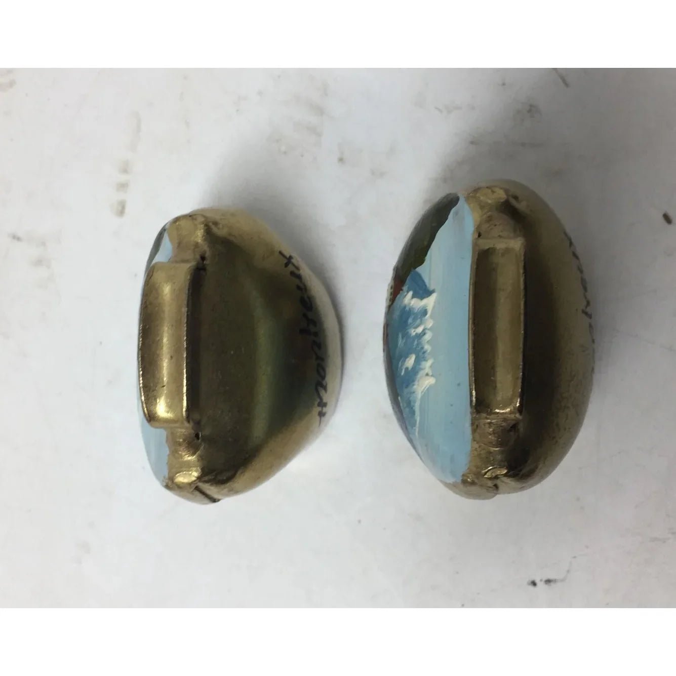 Two Vintage Hand Painted Montreux Miniature Gold Tone Cow Bells - A+ Stuff - Collectibles - A+ Stuff