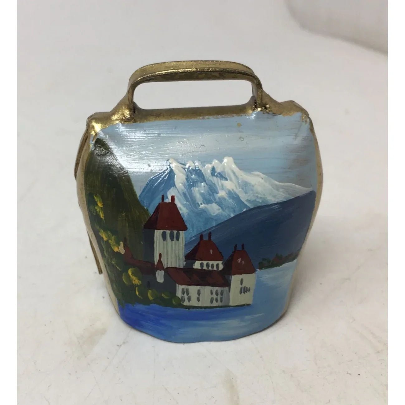 Two Vintage Hand Painted Montreux Miniature Gold Tone Cow Bells - A+ Stuff - Collectibles - A+ Stuff