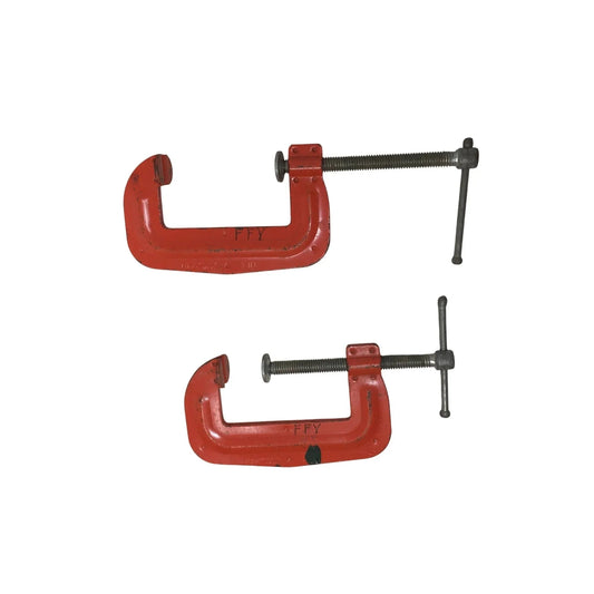 Two Vintage STANLEY Orange C Clamps - Marked H156 (3 in.) - A+ Stuff - CLAMP - A+ Stuff
