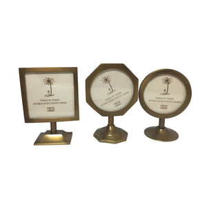 Two's Company Gold Tone Footed 3 by 3 Double Sided Photo Frames