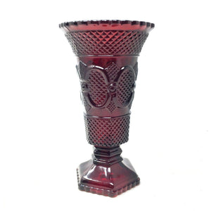Vintage Avon 1876 Cape Cod Ruby Red Glass Footed Flower Vase 8"