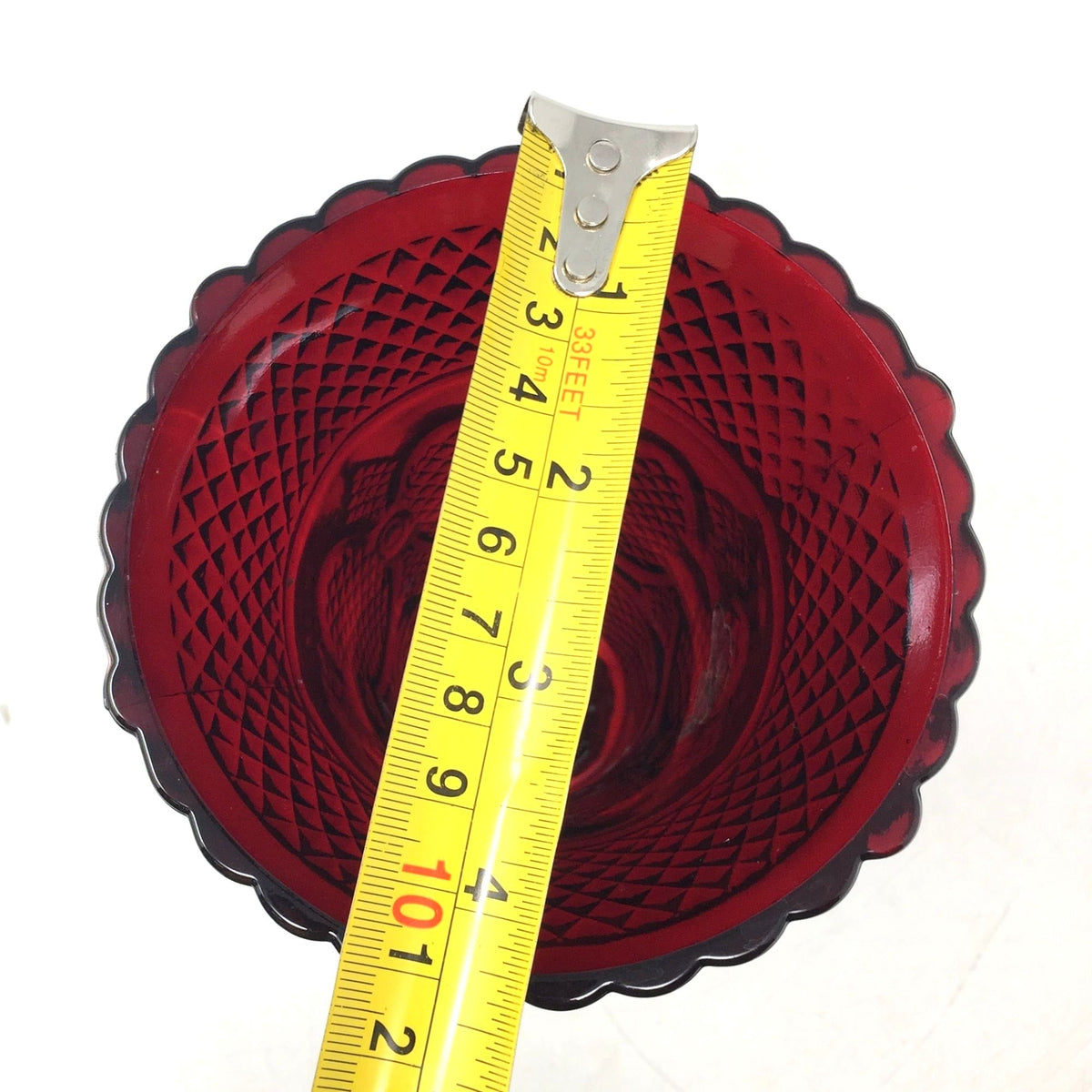 Vintage Avon 1876 Cape Cod Ruby Red Glass Footed Flower Vase 8" Avon  A+ Stuff Vase or Holder