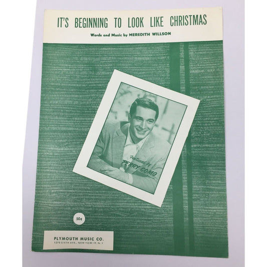 vintage Perry Como sheet music cover for the song "It's Beginning to Look Like Christmas." A+ Stuff  A+ Stuff