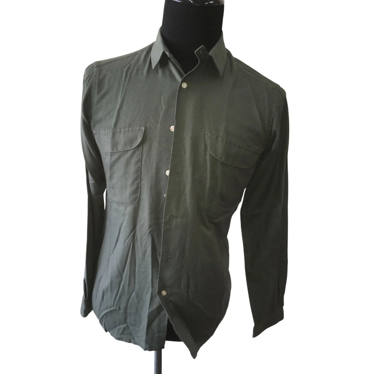 Don Robbie Olive Green Size Medium Long Sleeved Button Up Shirt - A+ Stuff
