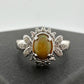 Natural Cabochon Australian Opal Ring  with Small Diamond Size 7