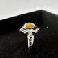 Natural Cabochon Australian Opal Ring  with Small Diamond Size 7