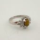 Natural Cabochon Australian Opal Ring  with Small Diamond Size 7