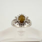 Natural Cabochon Australian Opal Ring  with Small Diamond Size 7