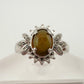 Natural Cabochon Australian Opal Ring  with Small Diamond Size 7