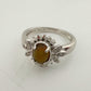 Natural Cabochon Australian Opal Ring  with Small Diamond Size 7