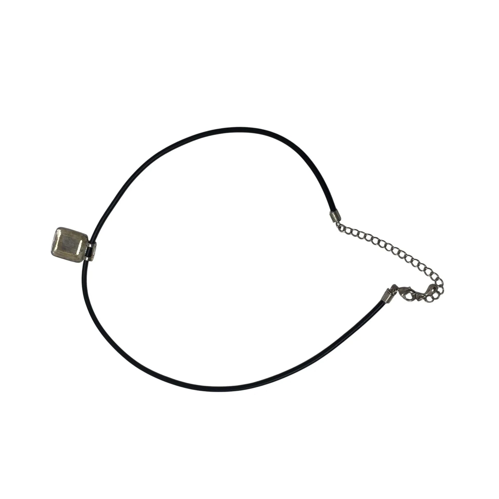 Unisex Black Necklace with Silver & Black Rectangular Pendant - A+ Stuff - Neckace - A+ Stuff