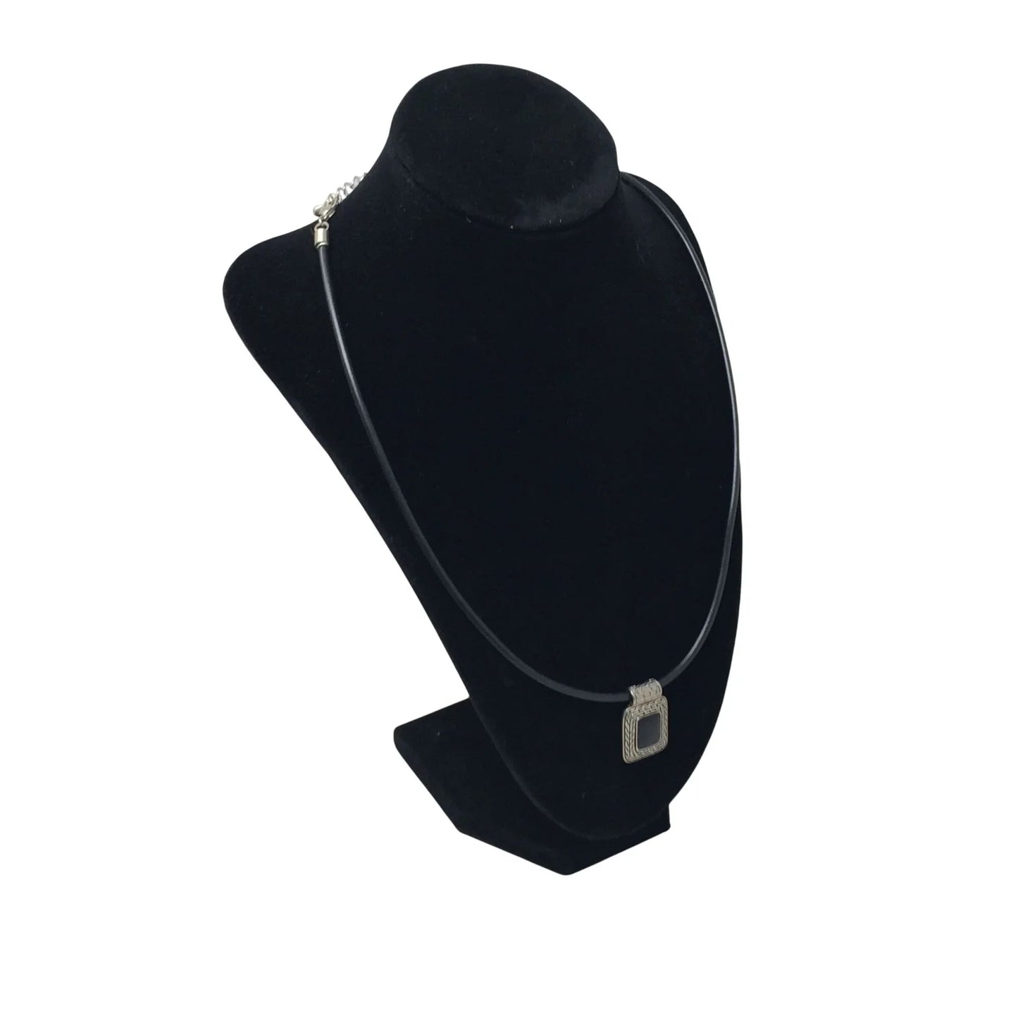 Unisex Black Necklace with Silver & Black Rectangular Pendant - A+ Stuff - Neckace - A+ Stuff